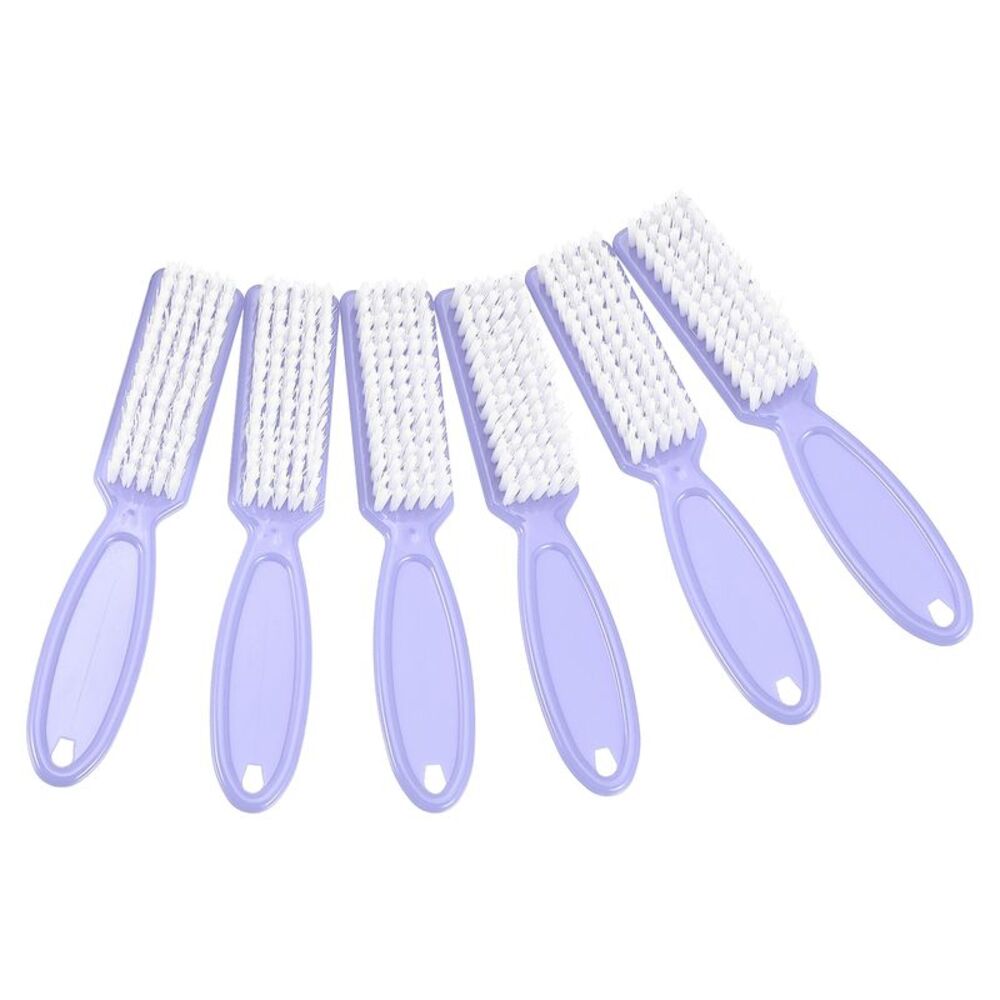 6 Pcs Fingernail Cleaner Nail Brush with Plastic Handle Light Purple